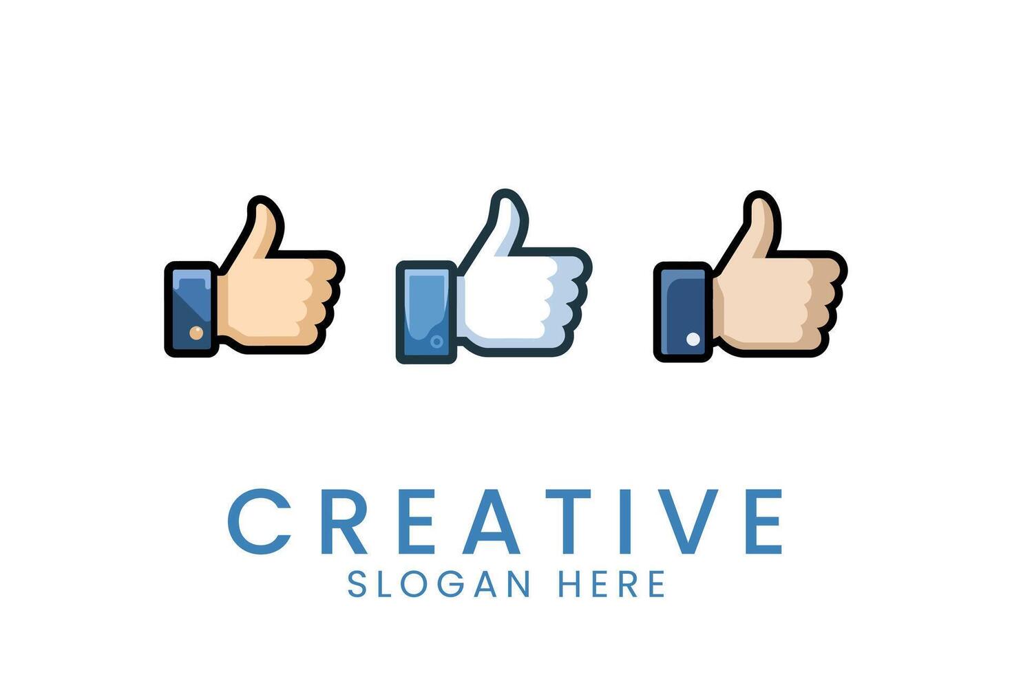 Thumbs Up Icons Set Modern Design Illustration web app like hand logo vector