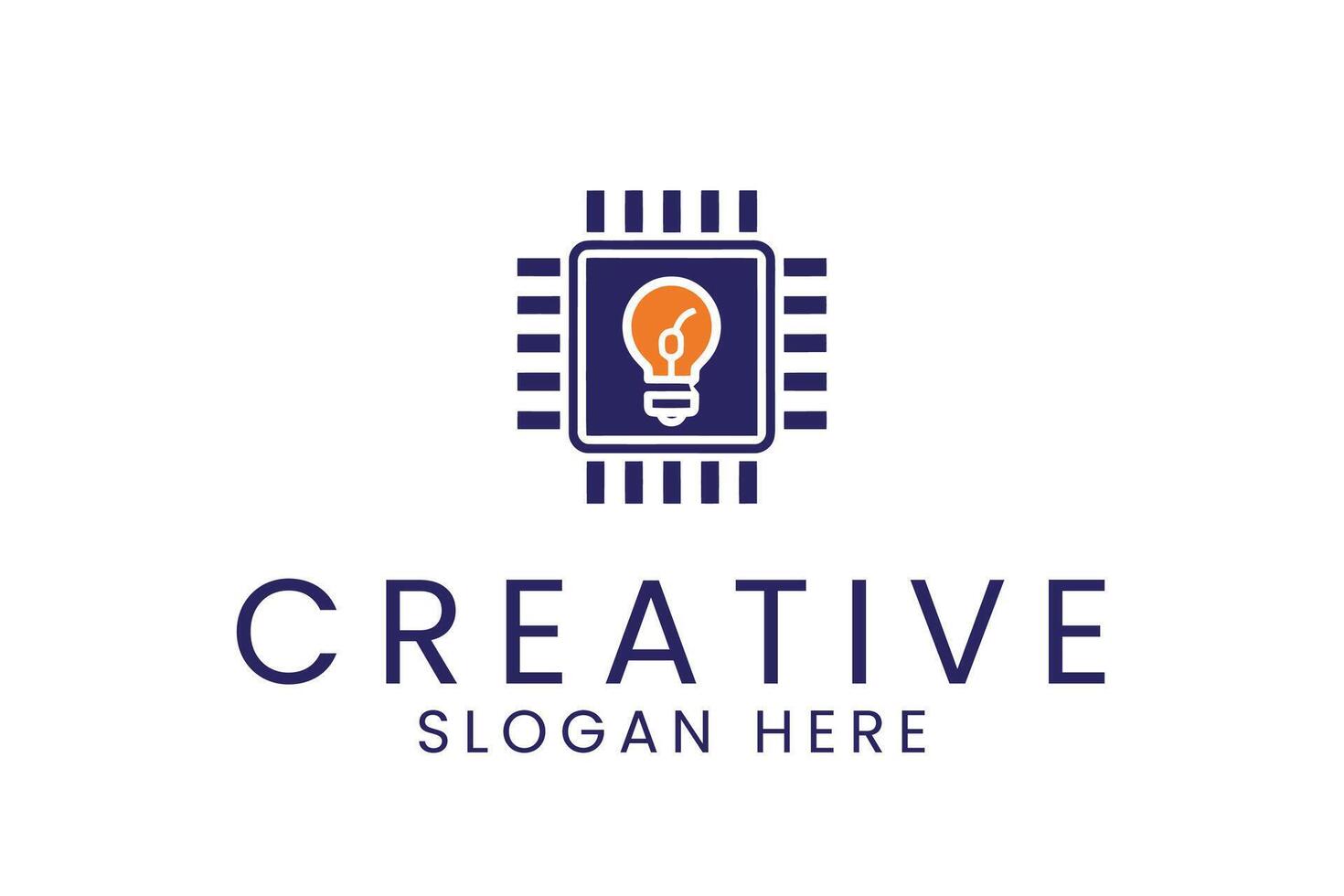 Innovative Digital Idea Bulb Technology Logo Design icon chip blue power light vector