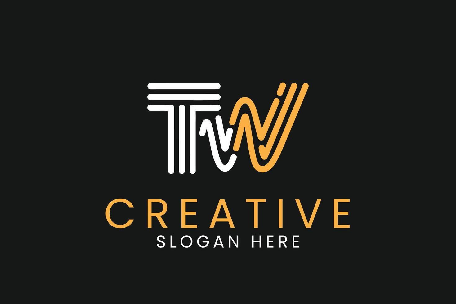 Modern Abstract TW Logo Design Minimalist Branding art icon wave gold style vector
