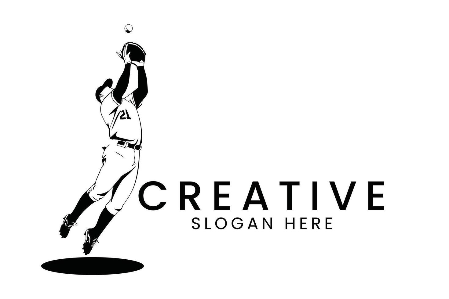 Dynamic Baseball Player Catching Ball Action Shot man jump game team fast logo vector