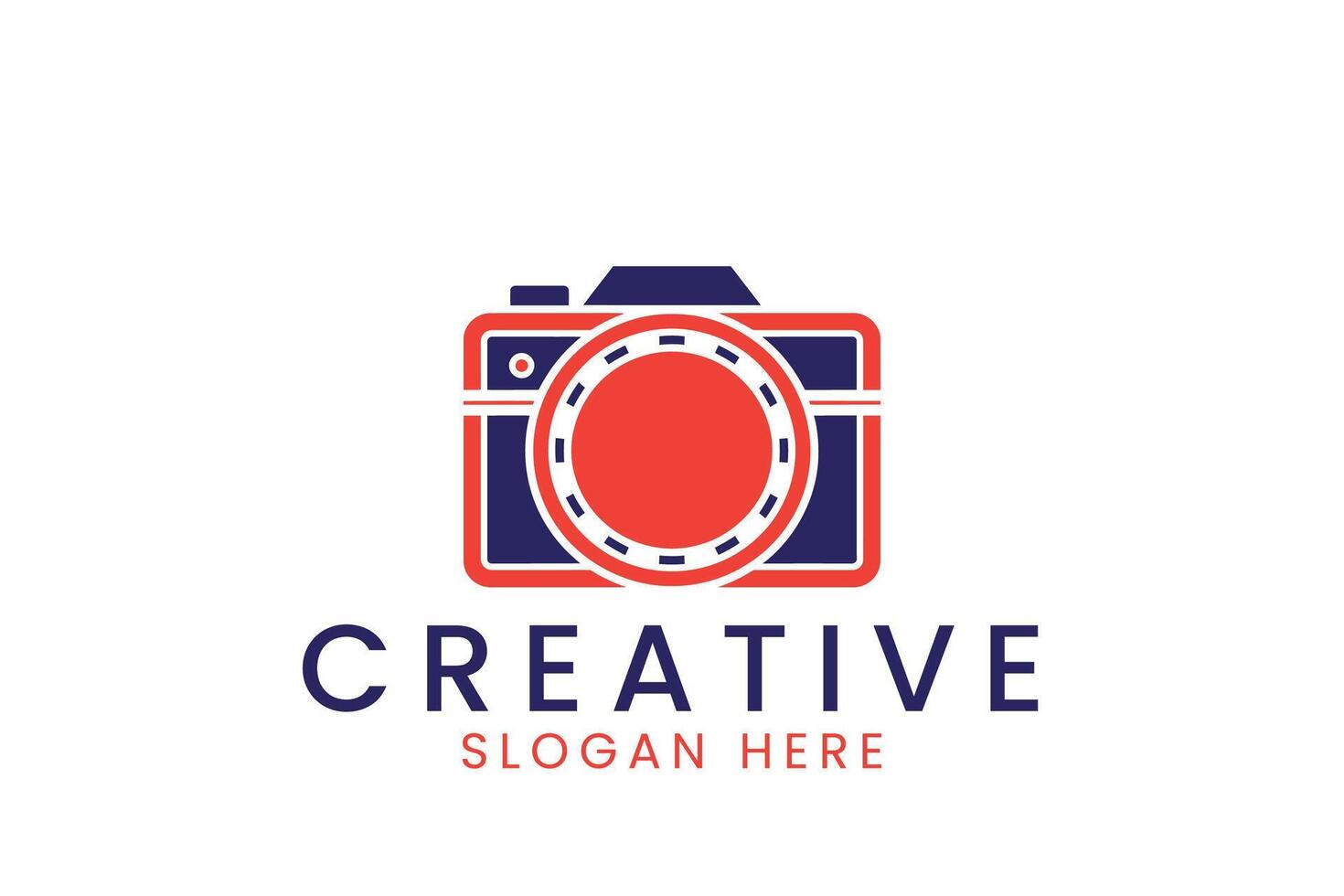 Modern Creative Camera Logo Design Red Blue art icon lens flat dark image retro vector