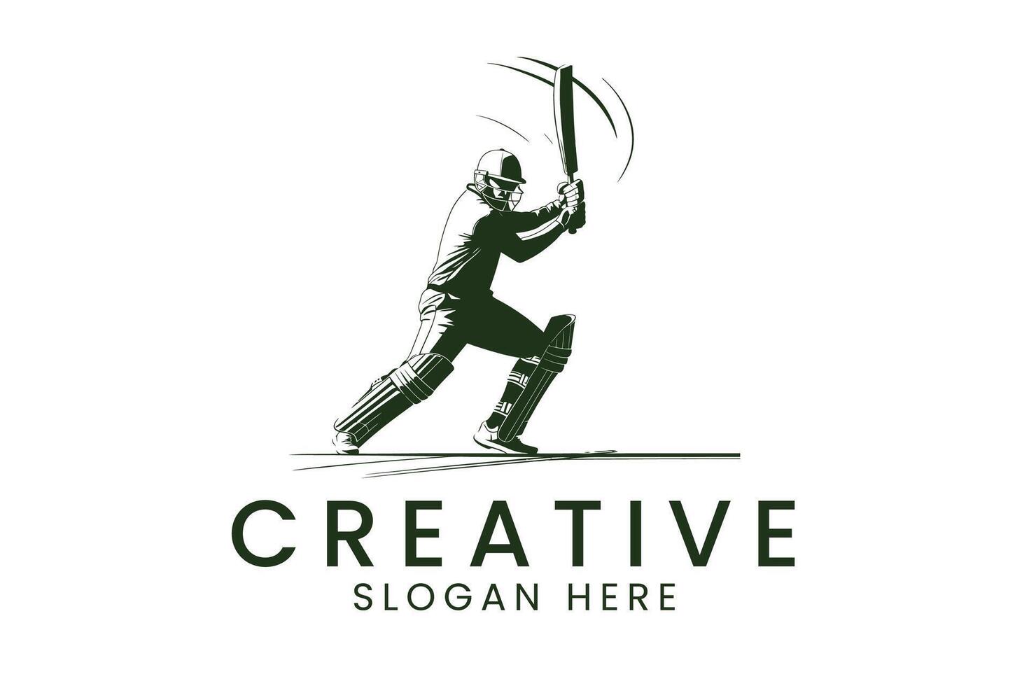 Dynamic Cricket Player Action Logo Design Green icon team game pads match speed vector