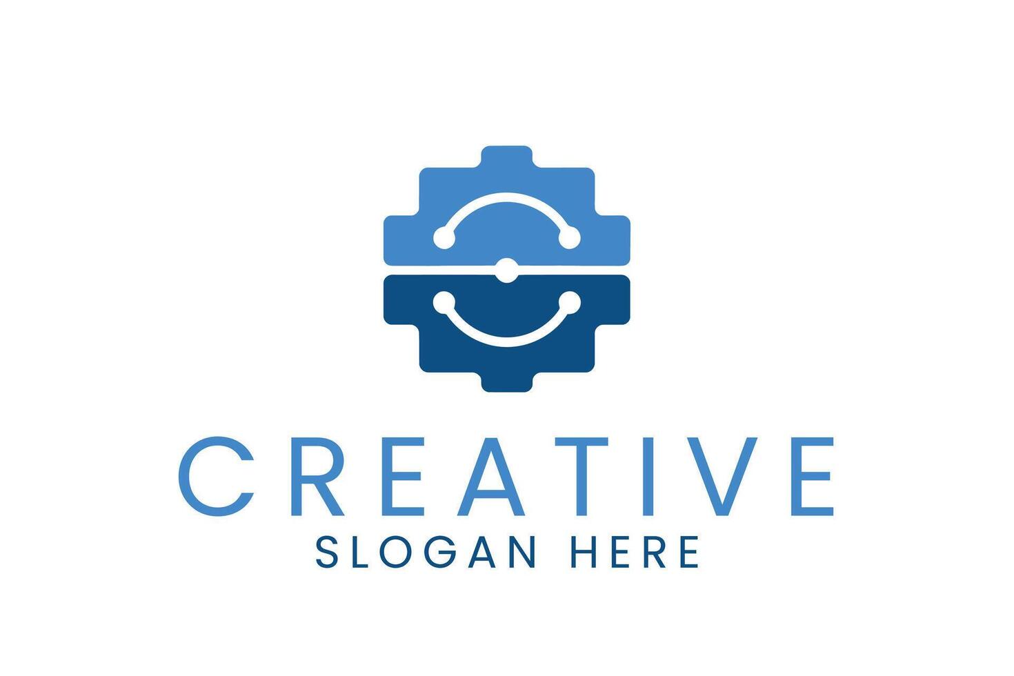 Happy Blue Tech Logo Design Modern Creative Brand icon data smile clean smart vector