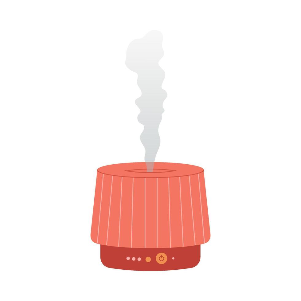 Electric aroma diffuser retro style. Healthy lifestyle, self care. Humidifier. Flat illustration on white background. vector