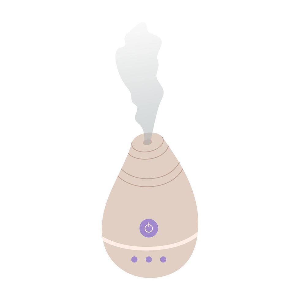 Electric aroma diffuser. Relax time, aromatherapy. Air diffuser. Device for humidifying. Purifier microclimate. vector