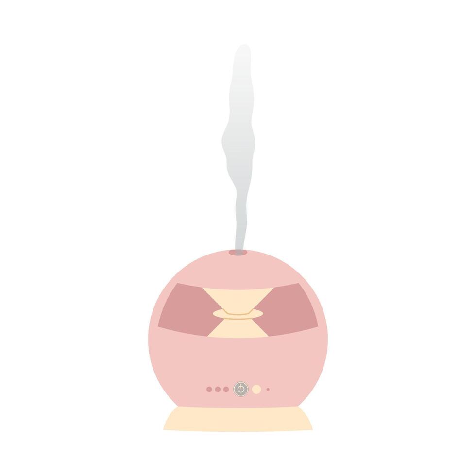 Electric aroma diffuser. Healthy lifestyle, self care. Humidifier. Flat illustration on white background vector