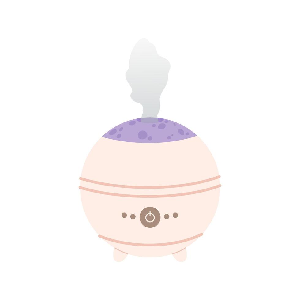 Kids humidifier. Electric aroma diffuser. Healthy lifestyle, self care. Flat illustration on white background. vector