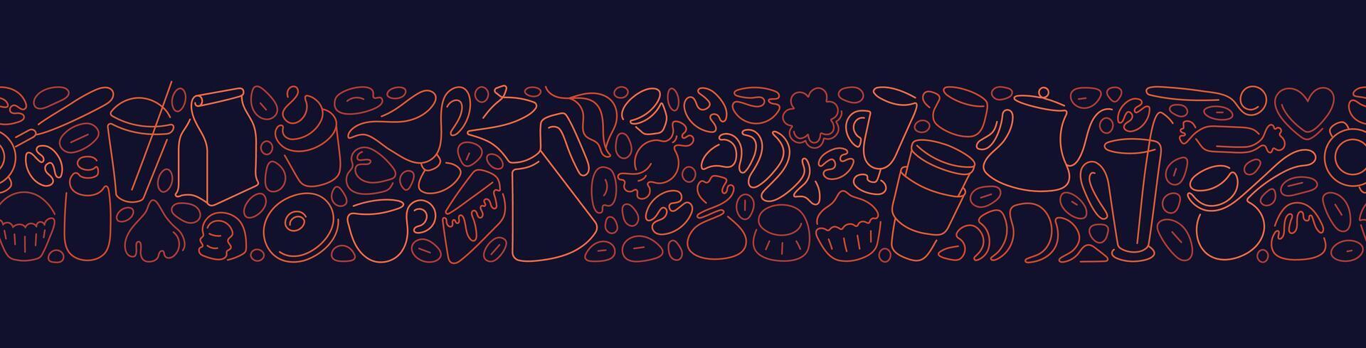 Bakery, tea and coffee pattern. Cup of cocoa, bean vector