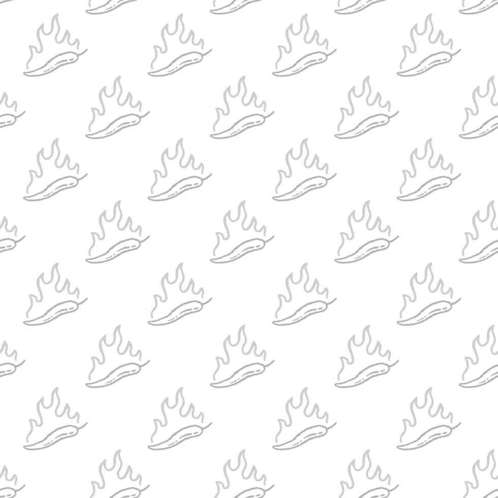 burning chilli pepper pattern. outline style chili pattern. hand drawn doodle chili. hot chilli seamless pattern suitable for print, seasoning pack, or wrapping paper. fire chilli pattern. vector