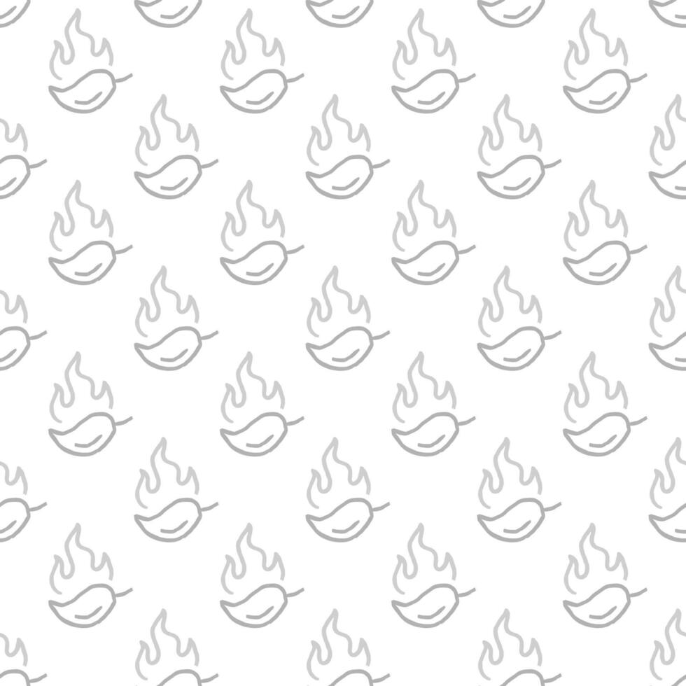 fire chilli pattern. burning chilli pepper pattern. hot chilli seamless pattern suitable for print, seasoning pack, or wrapping paper. hand drawn doodle chili. outline style chili pattern. vector