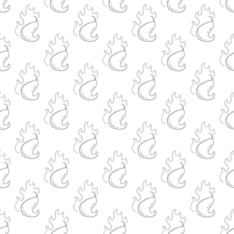 burning chilli pepper pattern. outline style chili pattern. fire chilli pattern. hot chilli seamless pattern suitable for print, seasoning pack, or wrapping paper. hand drawn doodle chili. vector