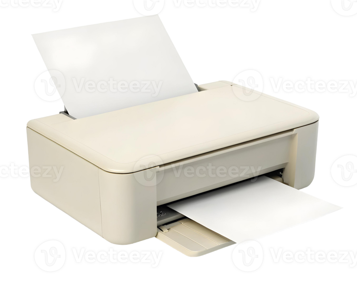 Compact off-white inkjet printer printing a document png