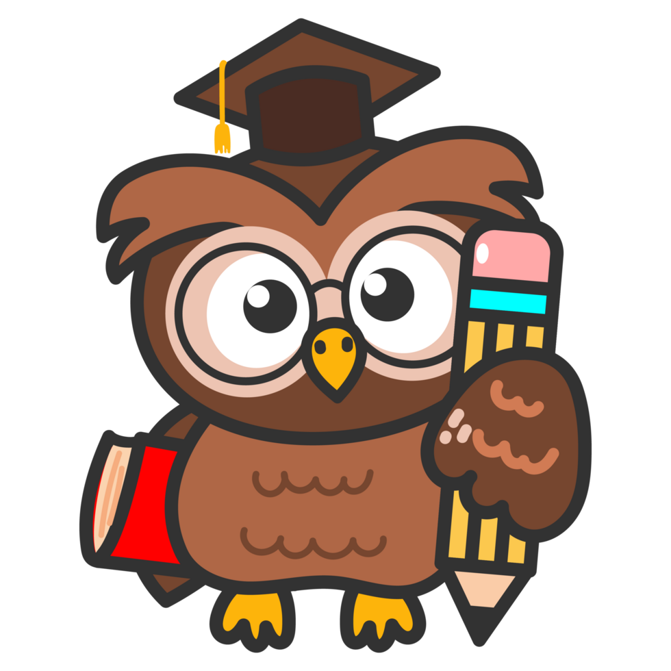 Owl in graduation cap, Back to school. wise owl cartoon character png