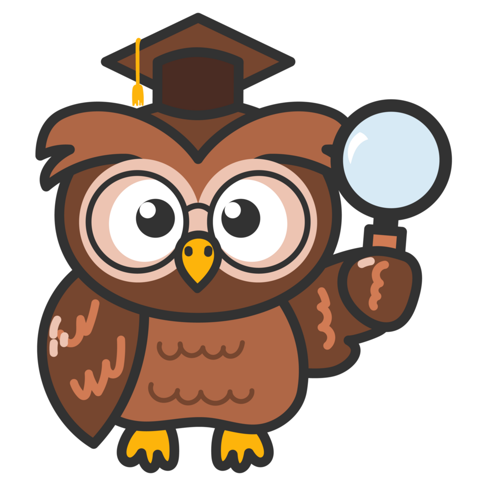 Cartoon Owl Wearing Graduation Cap png