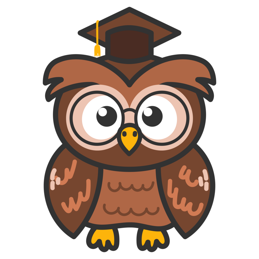 Cartoon Owl with Graduation Cap png