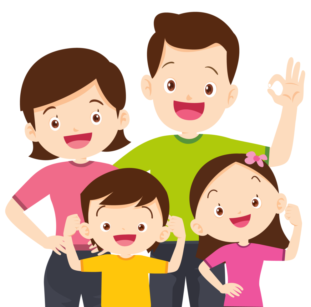 Healthy families are encouraged to exercise for good health. png