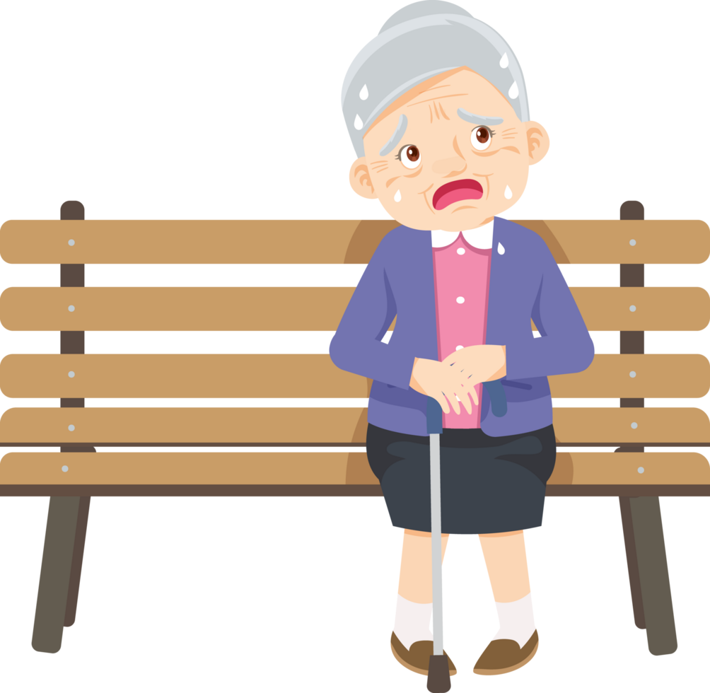 Grandma had to take a break along the way because of the hot weather. png
