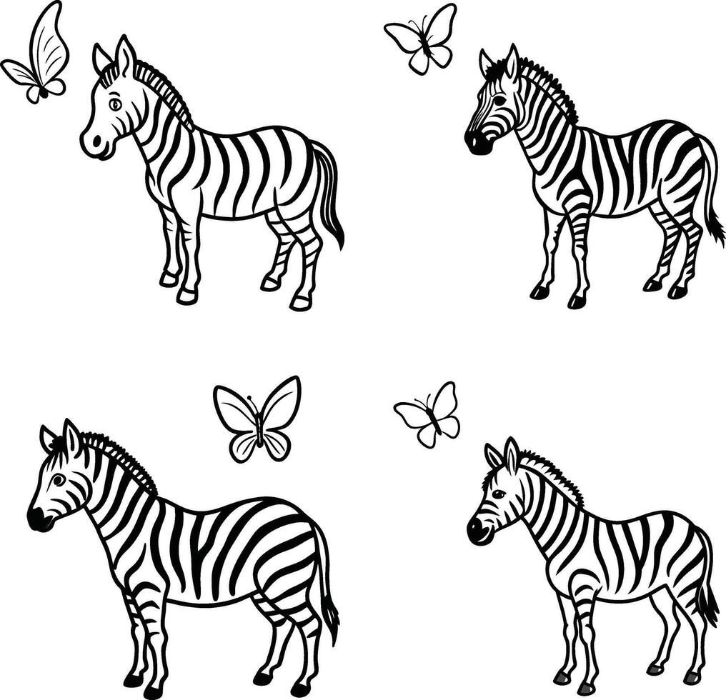 Stock of Hand Drawn Black and White Zebra Animal Clipart vector