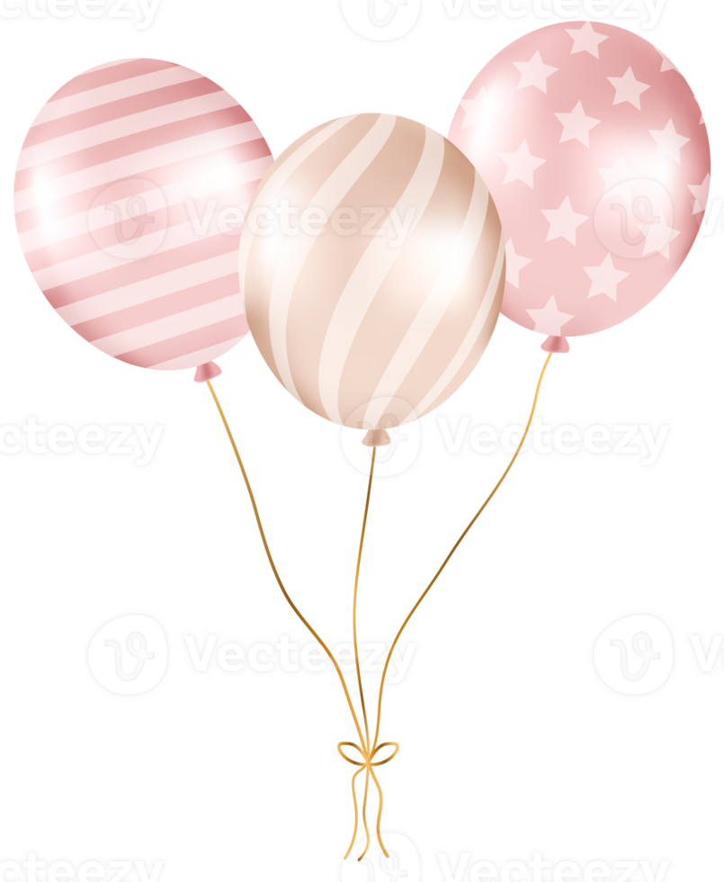 Bunch of Pearl Balloons in Rose and Gold Tones png