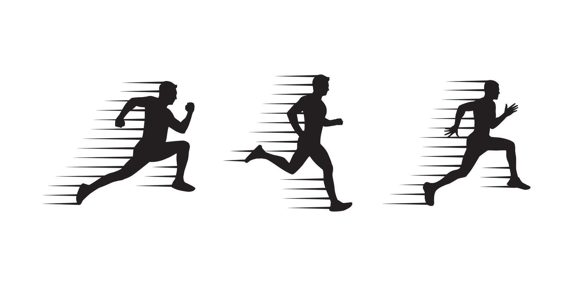 Fast sports collection. Running silhouettes. Set for sports events vector
