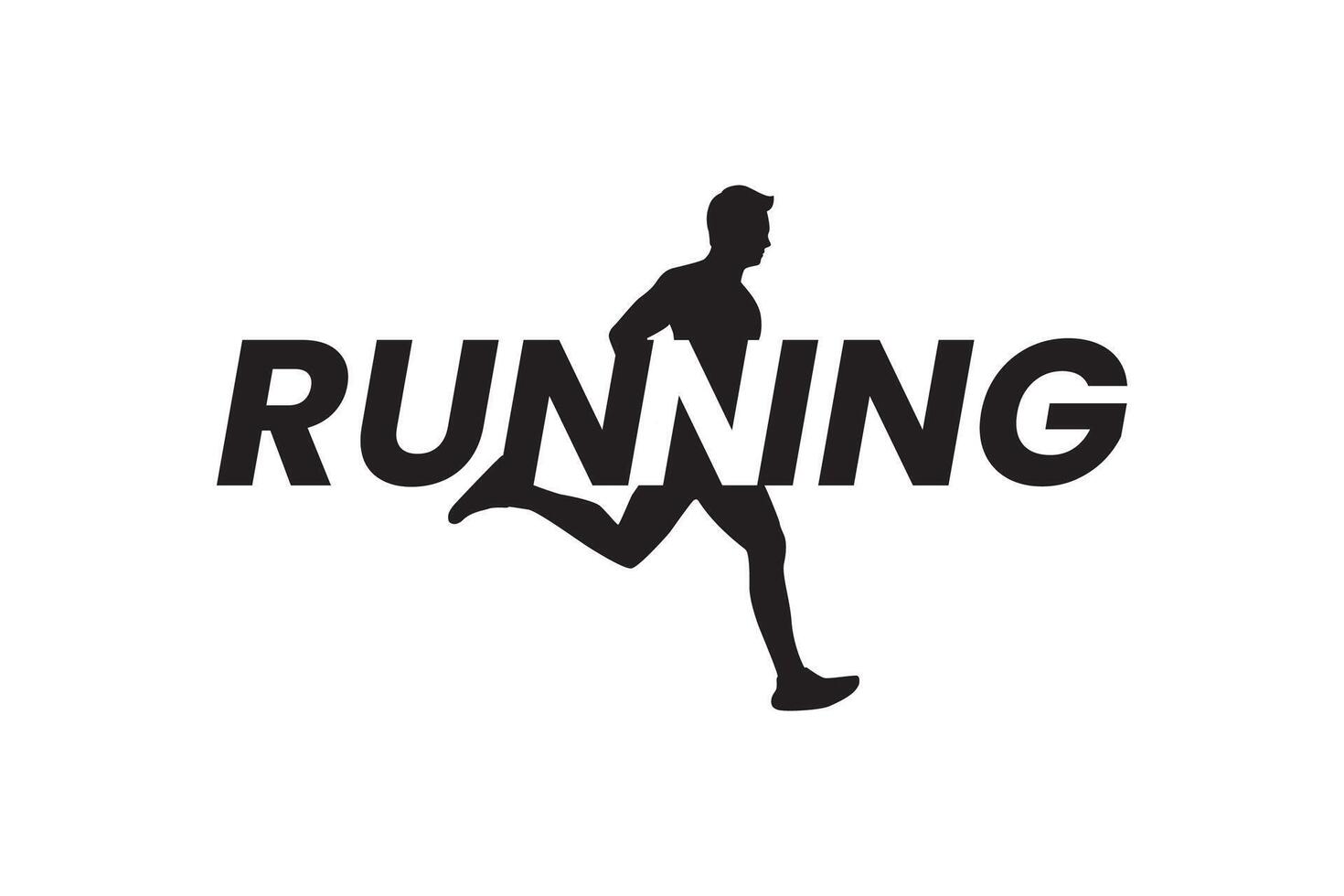 Running logo, with negative space. Minimalist sports logo. Illustration of running athlete. Fast and run vector