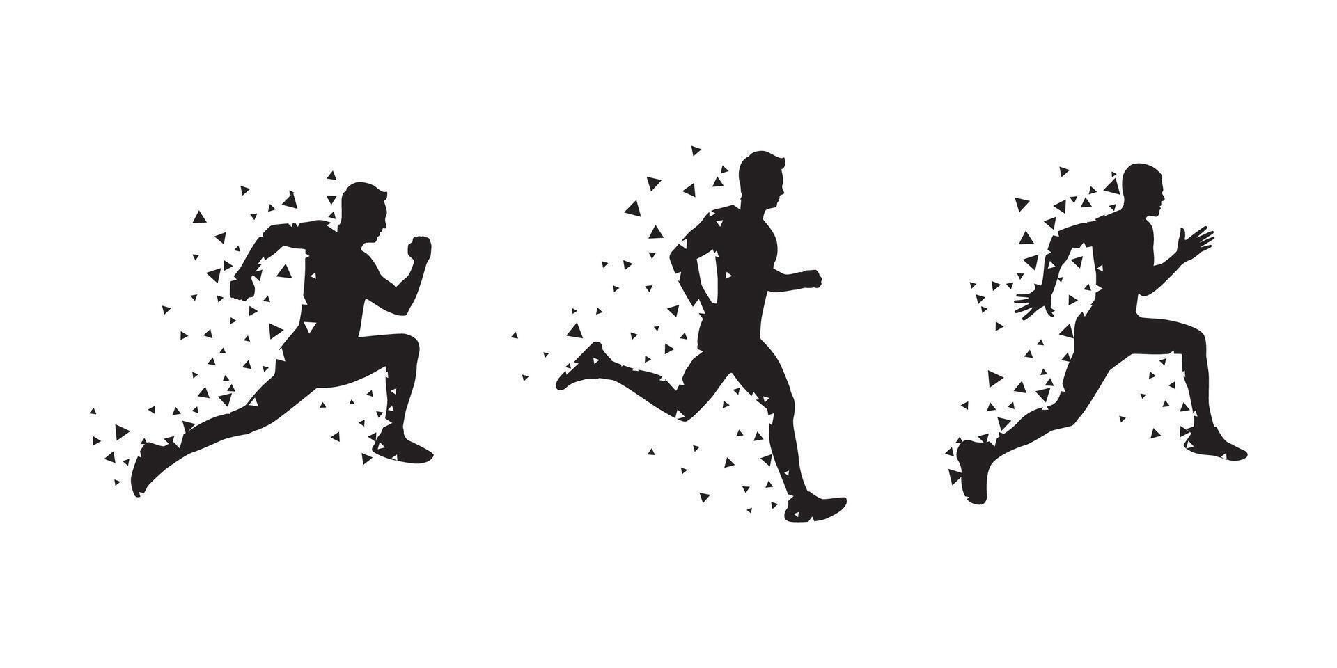 Running collection. Run fast silhouette. Sports athlete collection vector