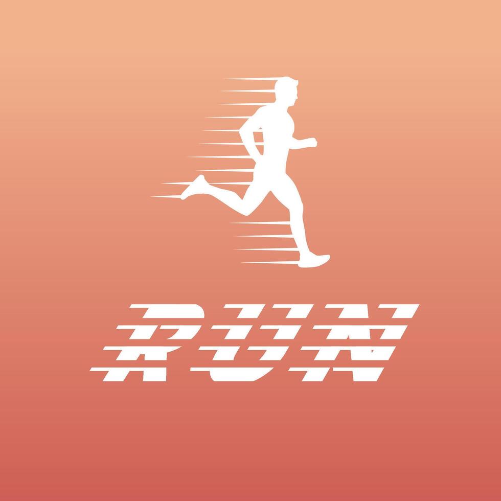 Sports type logo. Illustration of running athlete. Running speed silhouette vector