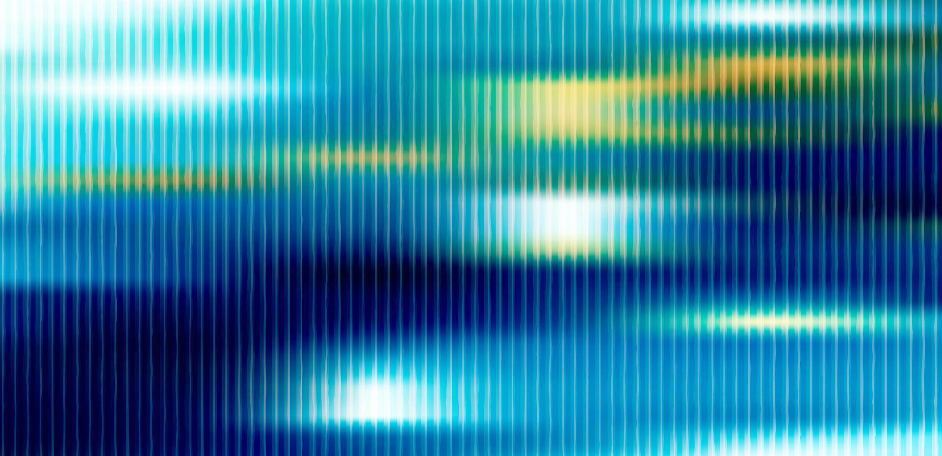Fractal glass gradient background with vertical lines and flowing wave pattern in blue and yellow tones. Abstract digital texture for design and print. vector