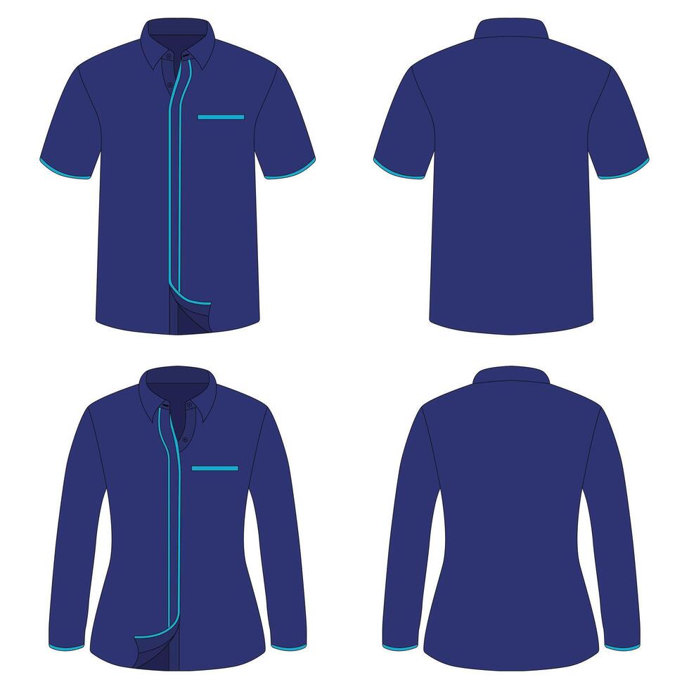Navy blue striped work shirt uniform template vector