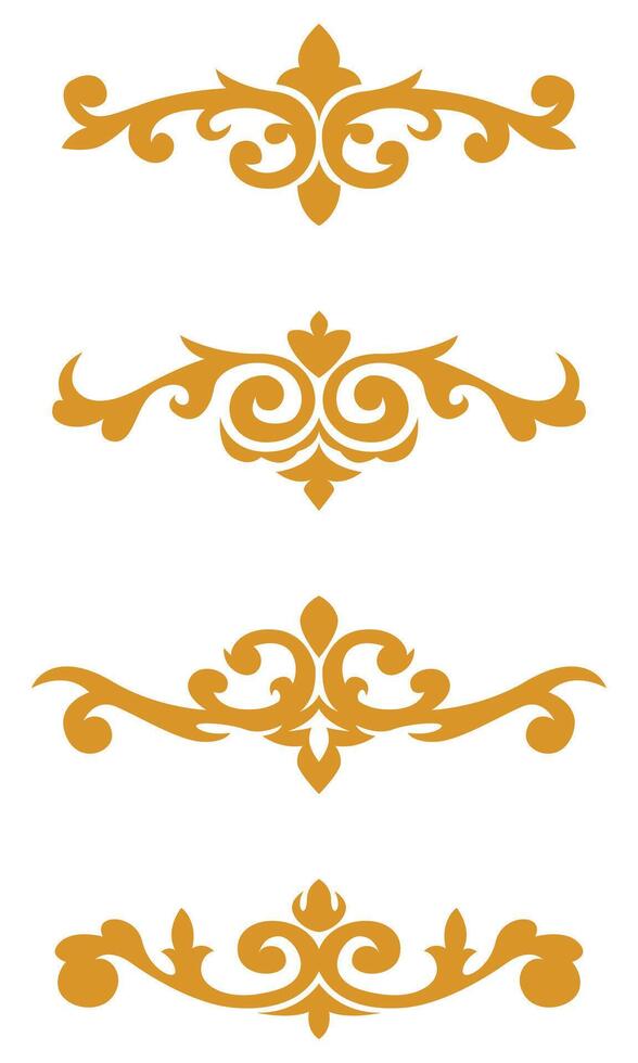 Set of abstract gold vintage borders vector