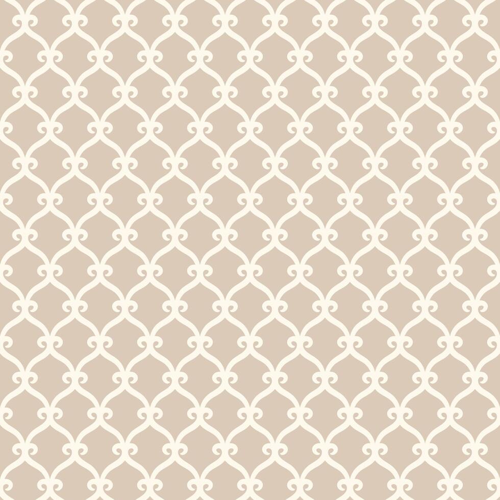 Classic trellis seamless pattern. Beige repeating background with interconnected curves. Elegant backdrop for textile, wallpaper, linen, silk, scarf, web, invitation. vector