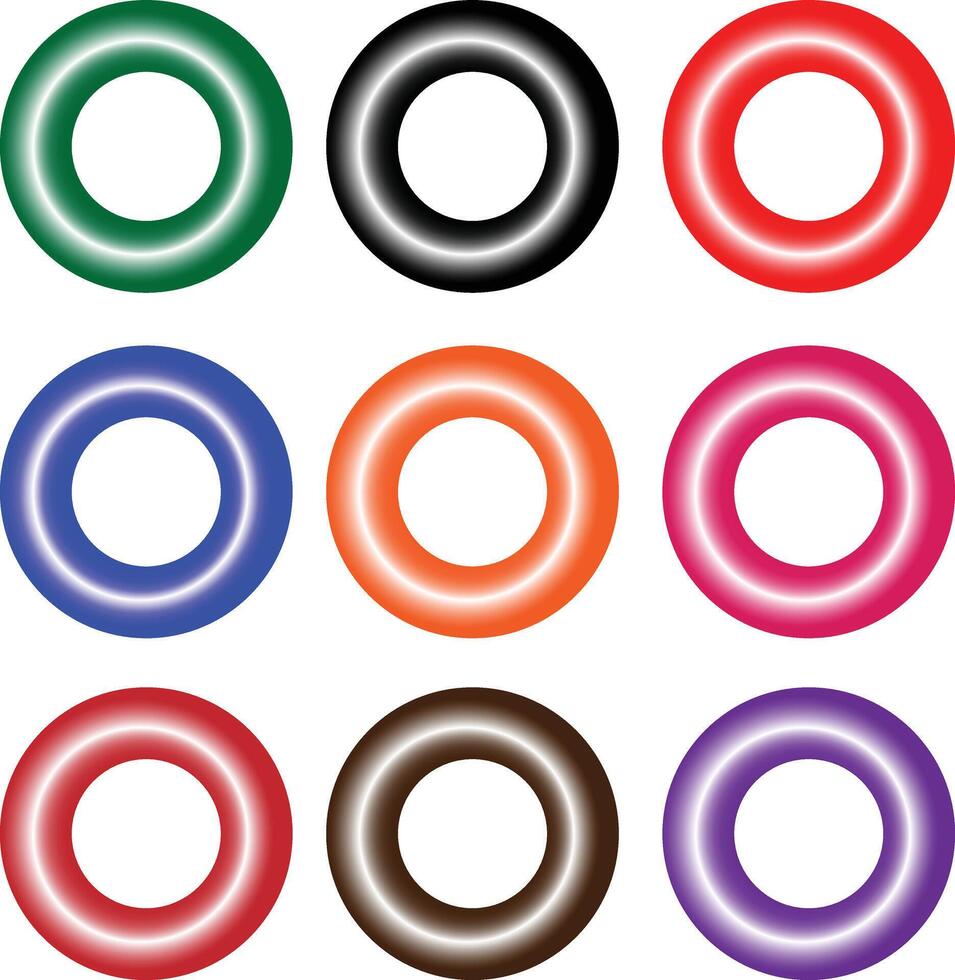 A set of colored rings on a white background vector