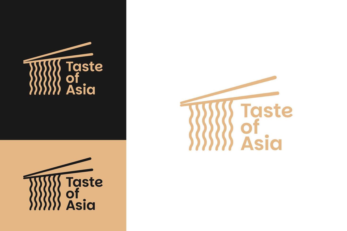 Taste of asia food logo design template illustration idea vector