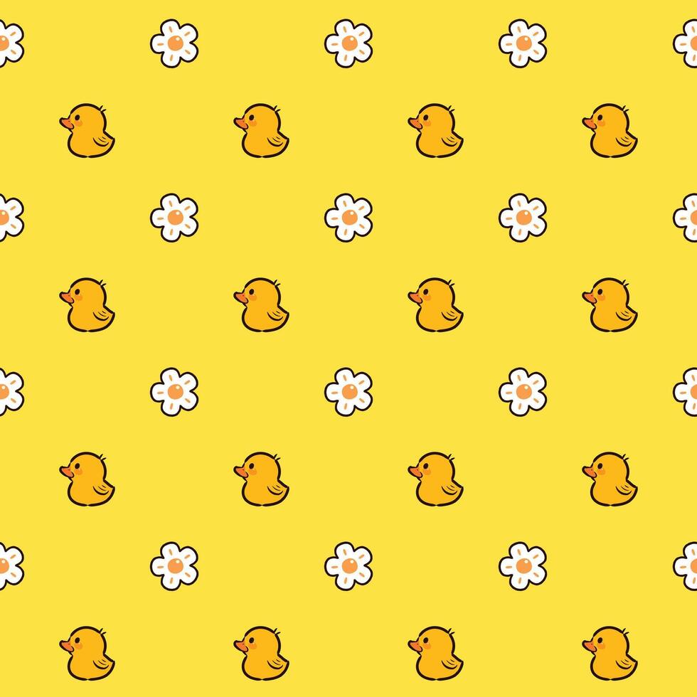 Cute Rubber Duck Seamless Pattern, Kawaii Style vector
