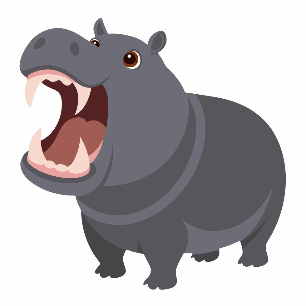Cartoon hippopotamus angry. Suitable for children's books, sticknders, logos. Illustration animal on a white backgraund. vector