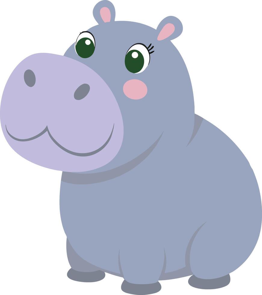 Cartoon cute hippopotamus. Suitable for children's books, sticknders, mascots, logos. Illustration animal on a white backgraund. vector