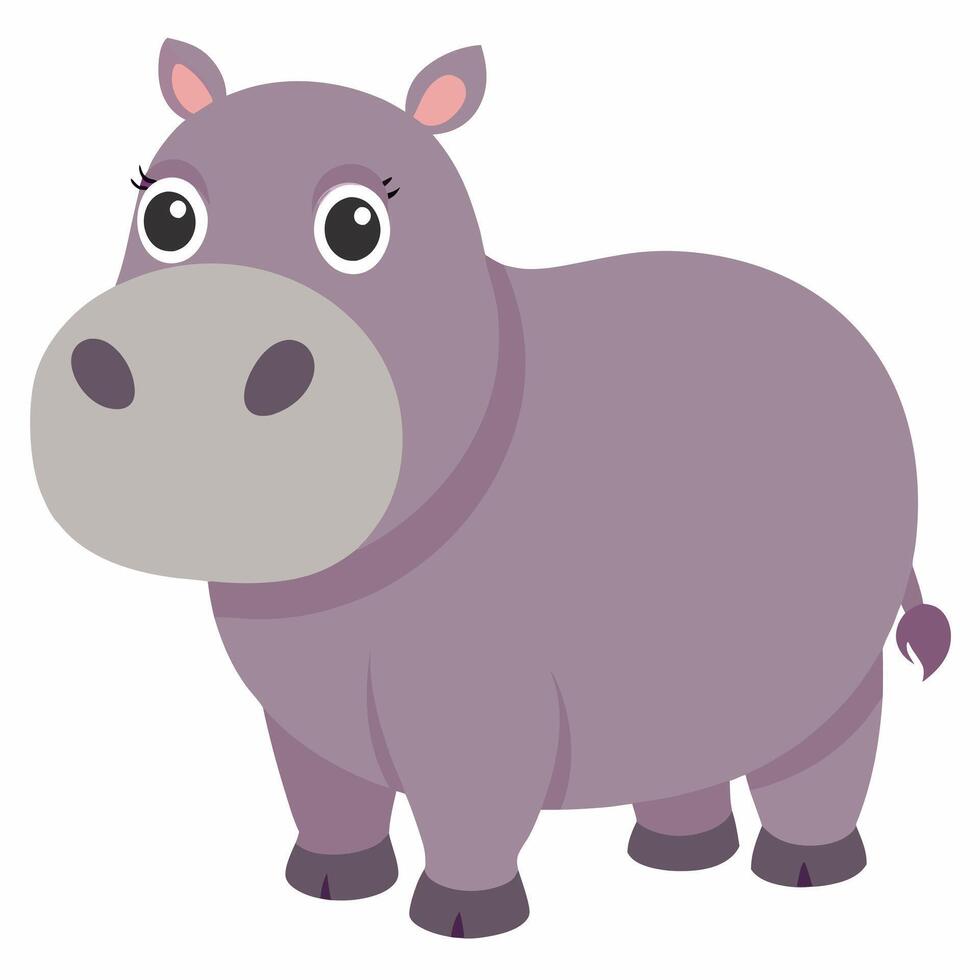 Cartoon cute hippopotamus. Suitable for children's books, sticknders, mascots.Illustration animal on a white backgraund. vector