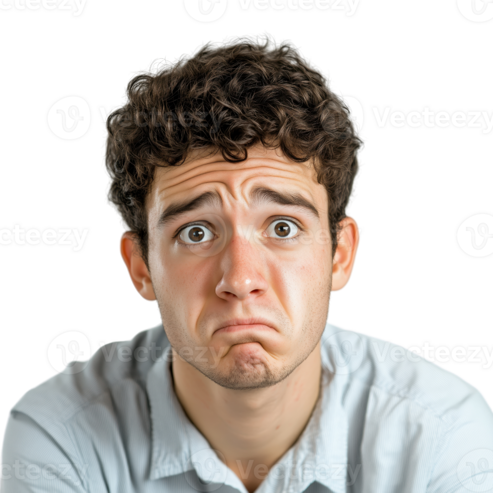 Young Man with Concerned Expression Capturing Emotion and Vulnerability png