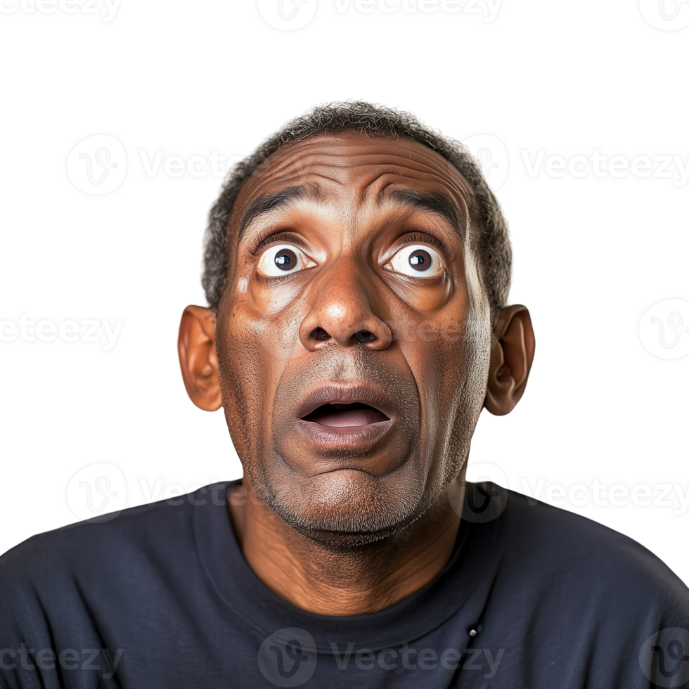 Man with astonished expression gazes upwards in disbelief and surprise png