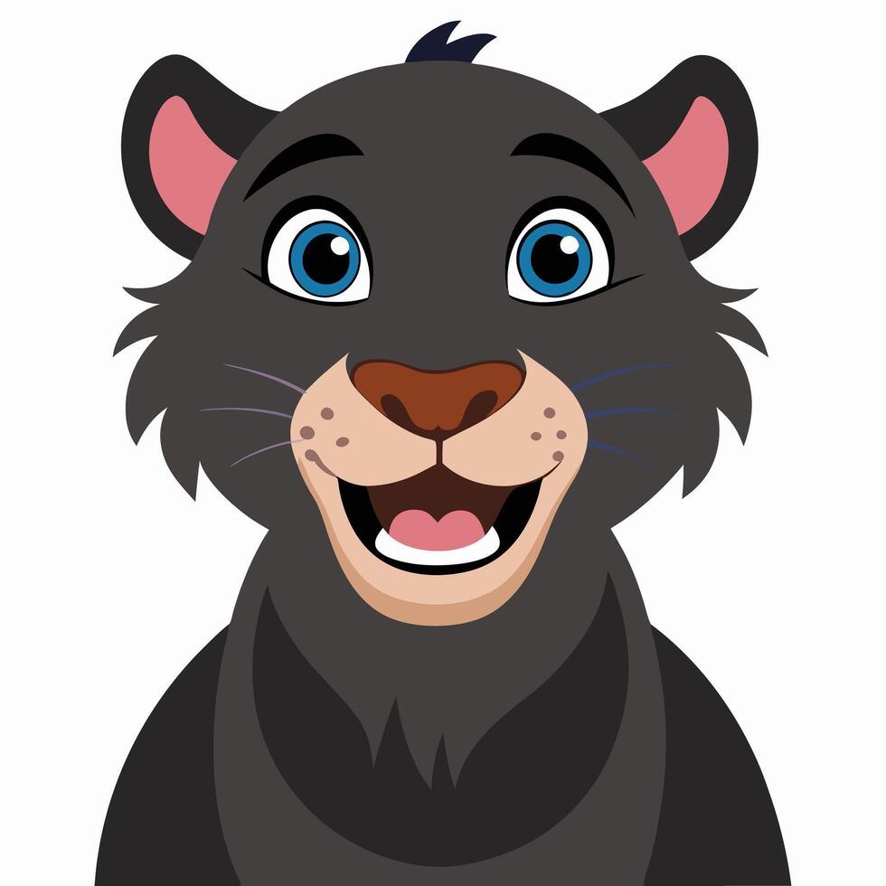 Cartoon portrait of a happy panther. Cute black puma.Suitable for children's books, sticker, mascot, logo,icon. Illustration animal on white background vector