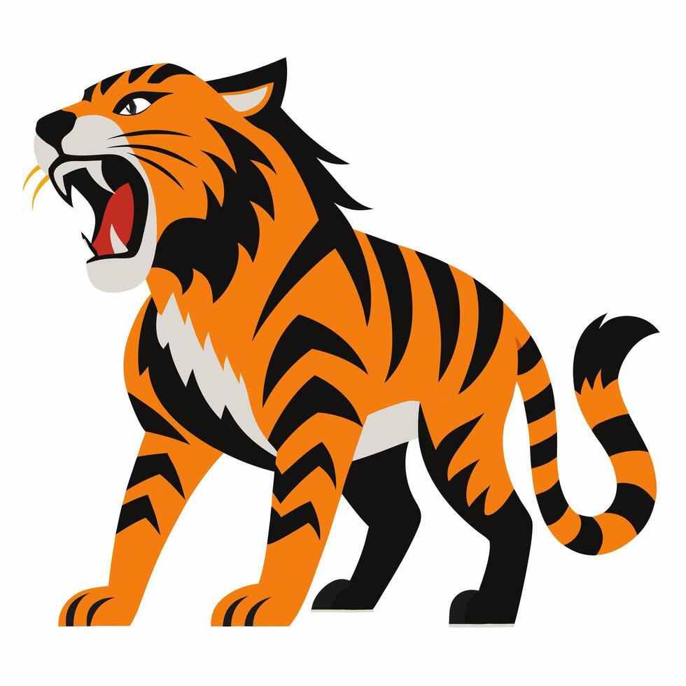 Cartoon angry african tiger.Suitable for children's books, sticker, mascot, logo,icon. illustration animal on white background vector