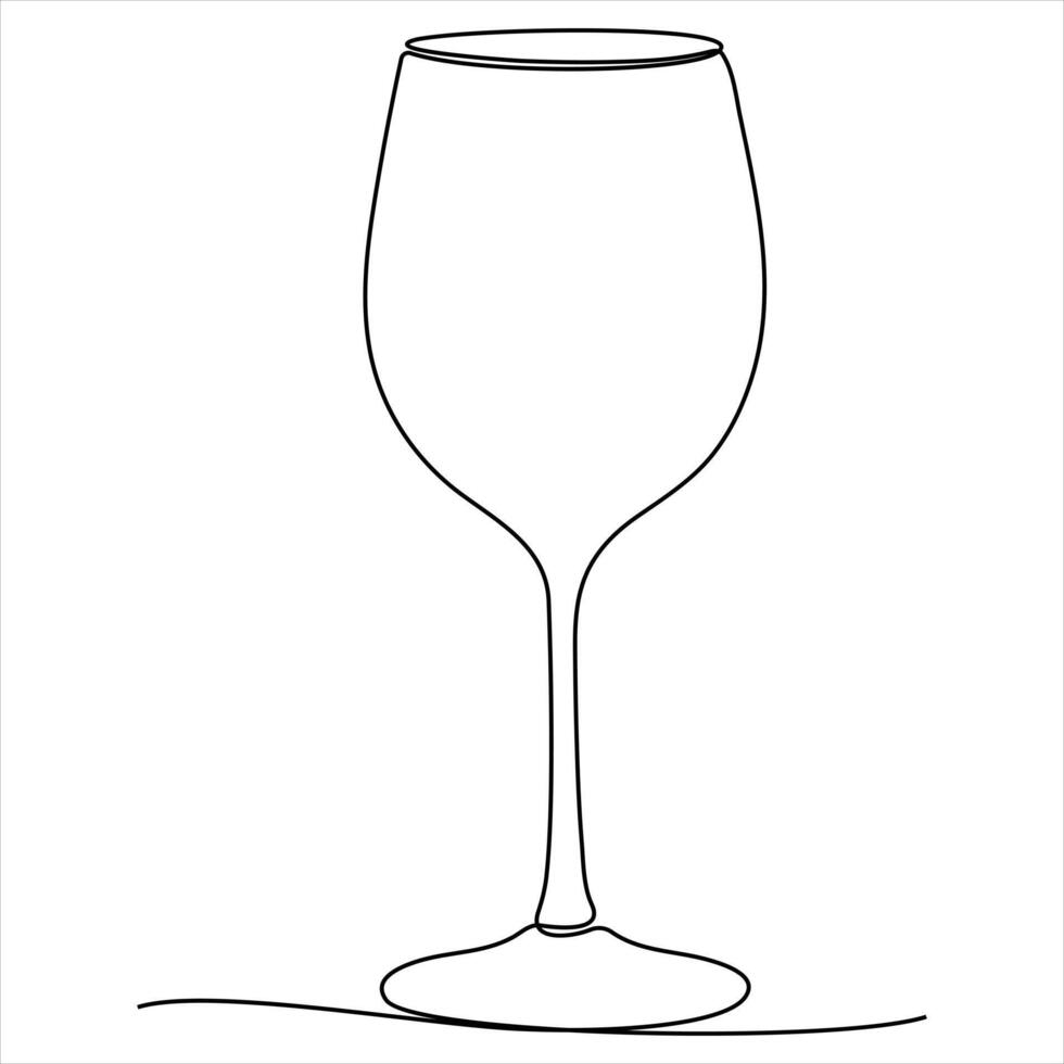 Wine Glass Drawing - One Continuous Line Illustration vector