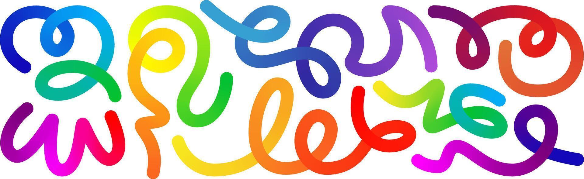 Abstract line shape color gradient bg. 3d graphic pattern fluid wave . Liquid spiral swirl, dynamic curved confetti ribbon. Fun vibrant flow, twist rainbow carnival blend. Bright trendy splash vector