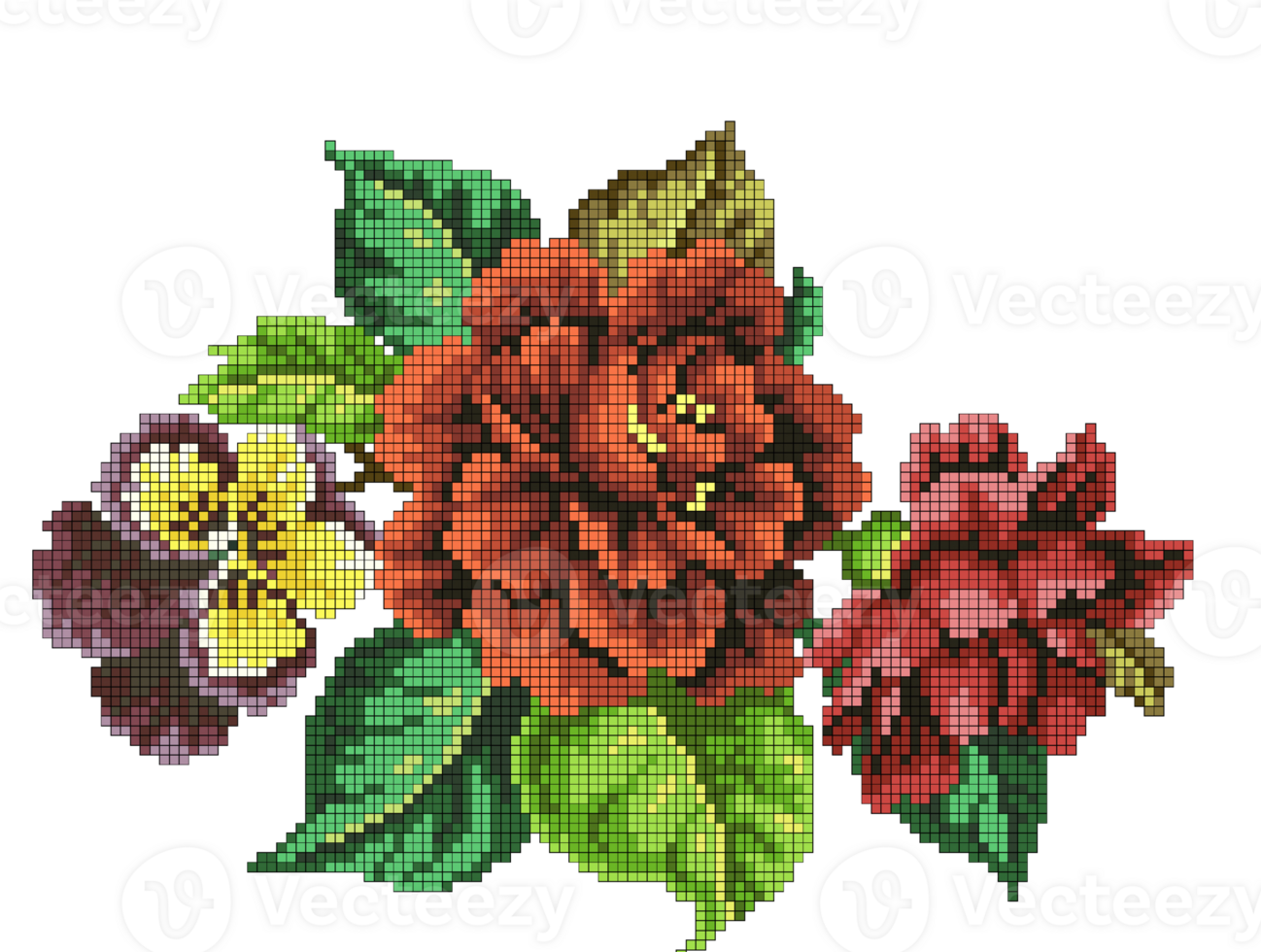 cross stitch floral design png