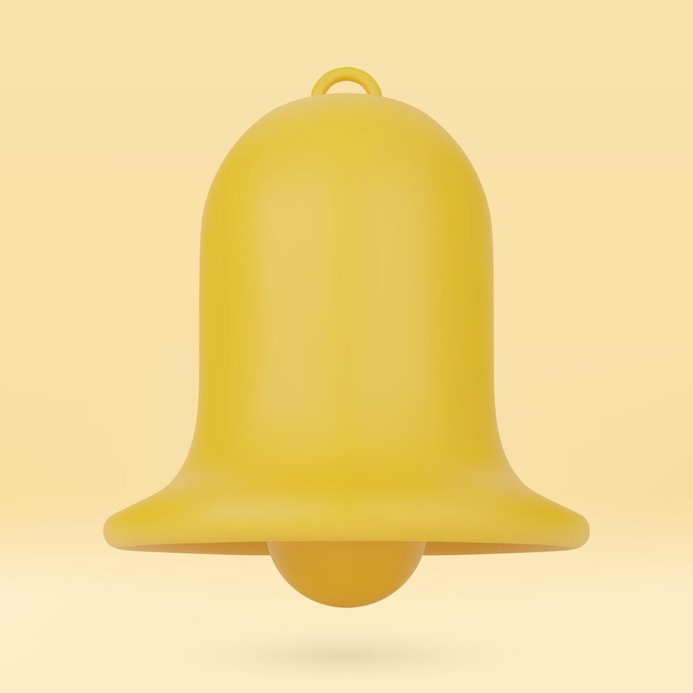 3D Notification Ring Bell Icon for Social Media Reminders, Subscription Notices, Inbox Messages, Subscription Alerts, and Important News Push Notifications. illustration vector