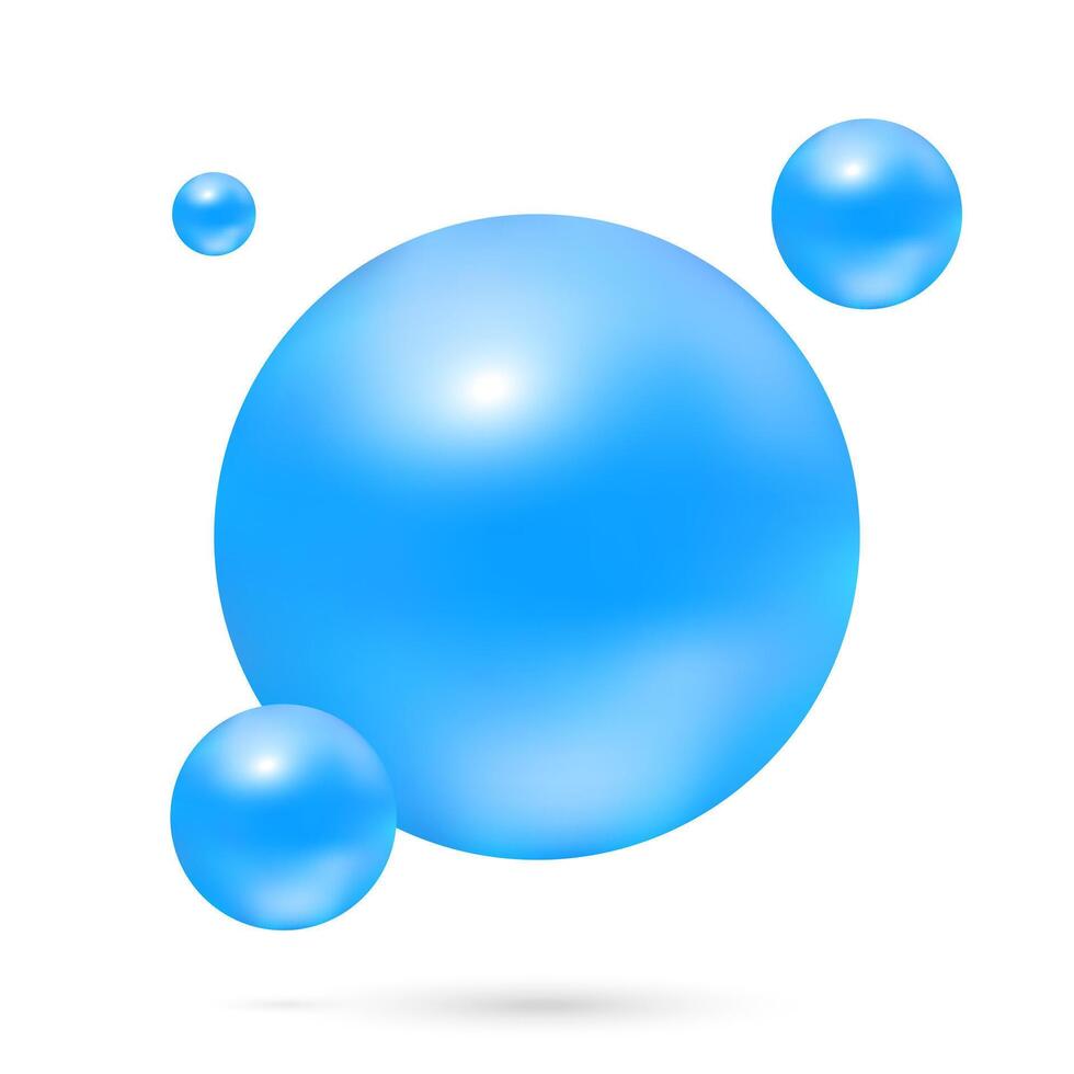 Molecule models blue and chemical formulas. isolated on white background, illustration vector