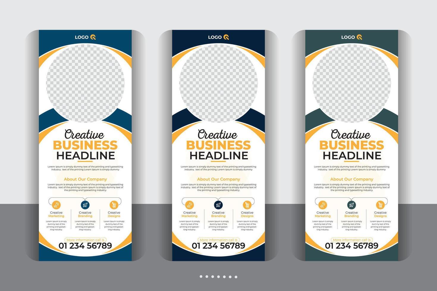 Exhibition advertising banner modern and professional layout, Business agency business pull up vertical display banner, luxury creative rollup, pull up banner template design vector
