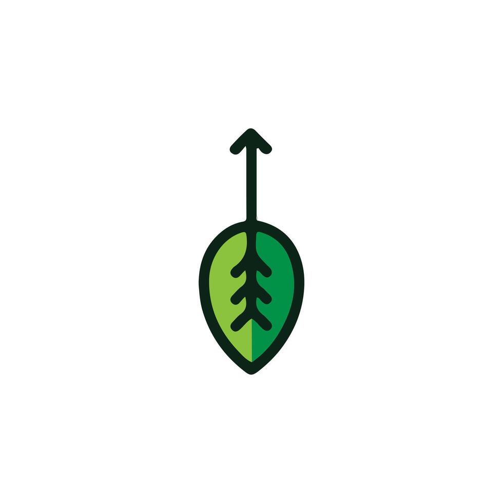 Leaf with an Arrow Indicating Upward Growth and Environmental Awareness, eco friendly leaf arrow logo illustration vector