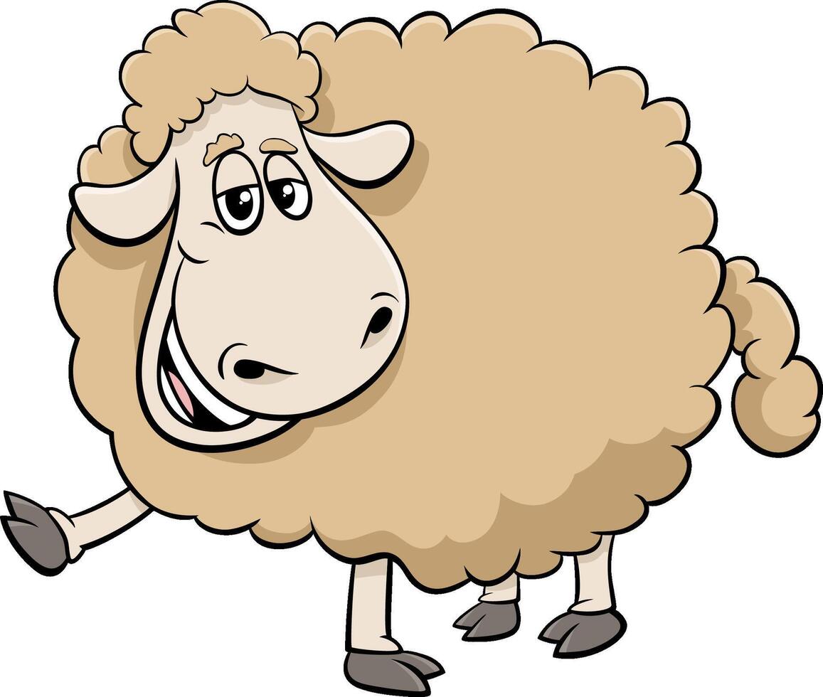 funny cartoon wool sheep farm animal character vector