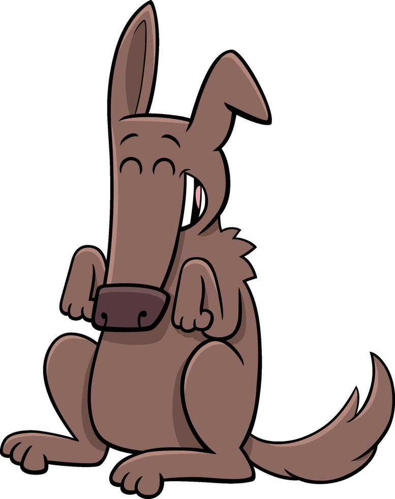 happy cartoon brown dog comics animal character vector